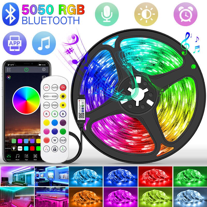 LED Strip Light TV Backlight Rooms Bar 5050 RGB USB 1-100ft 50ft Bluetooth Tapes