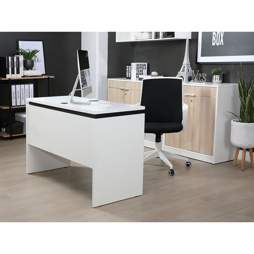 INDEX LIVING MALL โต๊ะทำงาน รุ่นไลน์นิโอ ขนาด 120 ซม. - สีขาว/ดำ